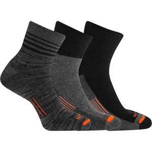 image:imageMerrell Unisex Adults Mens And Womens Quarter Socks  3 Pair Pack Half Cushion Comfort Arch Support Band Merino Wool Work Midweight Crew Charcoal Assorted LargeXLarge US